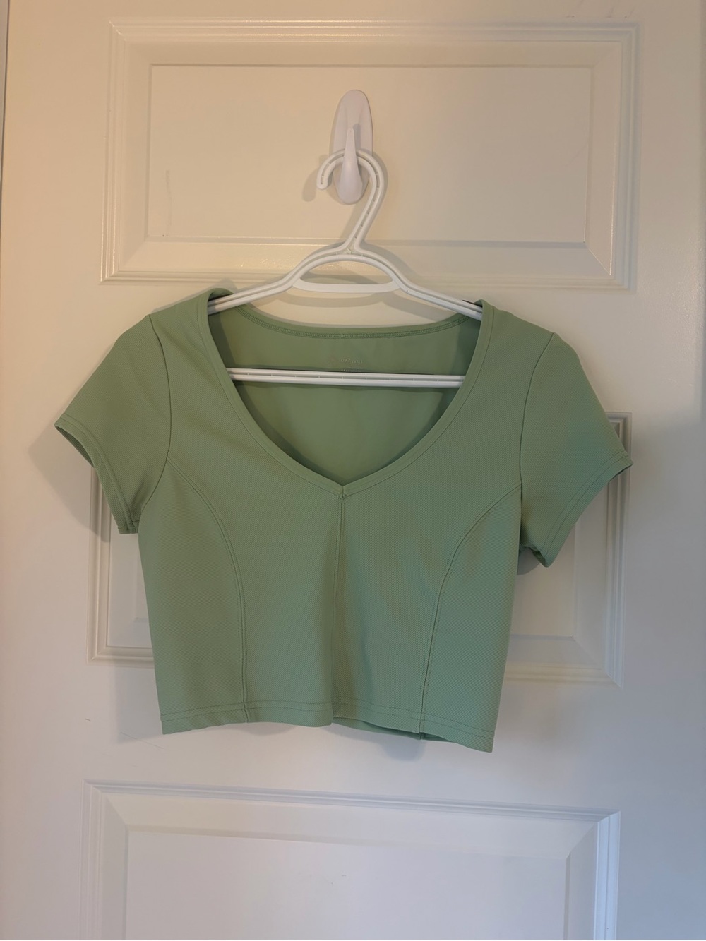 Aerie V-Neck Sage Green Cropped Tee